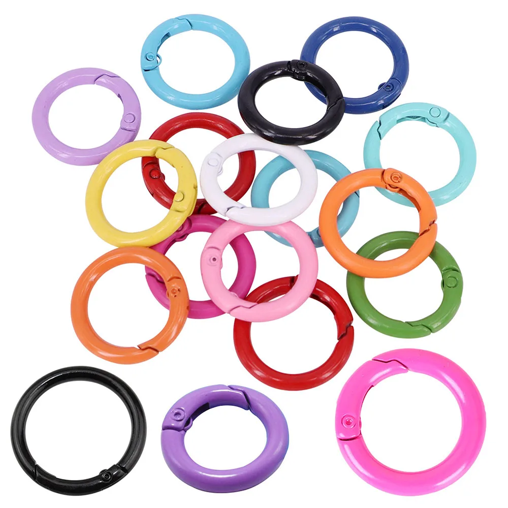 20mm 25mm 27mm 35mm 40mm 41mm Spring Coil Keychain Keyring Clips Round Circular Carabiner Buckle Clasp Clip O Round Snap Hook
