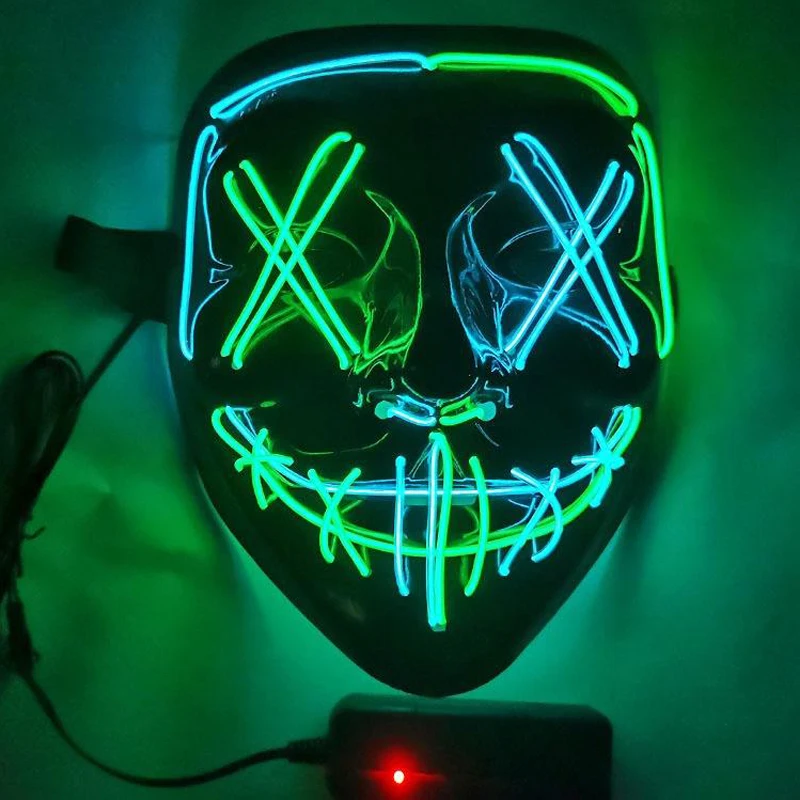 led light up mask for Halloween Festival party 2 colors mask with 3 light modes Halloween purge mask