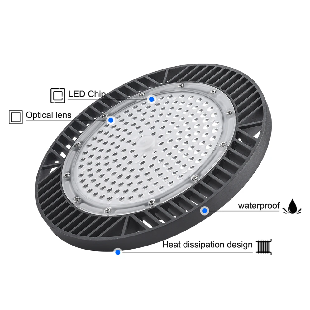 100w 150w 200w warehouse lighting ip65 waterproof ufo led high bay light