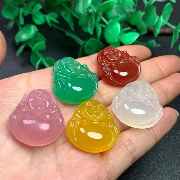 Laughing Buddha Pendant Stone Buddha Pendant Agate Jewelry for Necklace High Quality Agate Crystal Healing a Grade Agate Natural