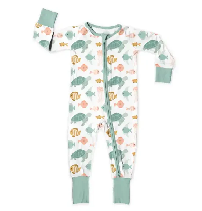 Wholesale Kids Footie Zipper Baby Bamboo Spandex Pajamas