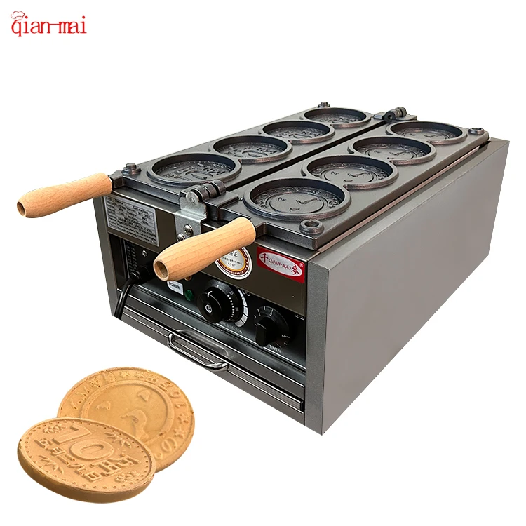 New Product Stainless Steel Cast Iron 100 Thousand Coin Shaped Waffle Maker Non-Sticking 4 In 1 Coin Shaped Waffle Maker Machine