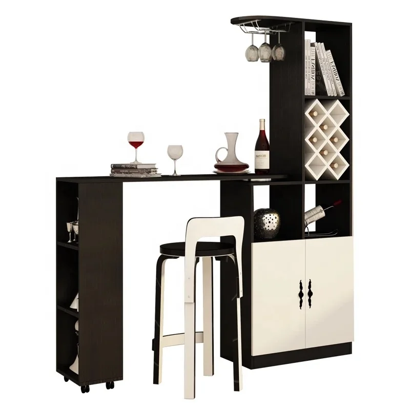 Wholesale Modern White And Black High Folding MDF Home Bar With Shoe Cabinet