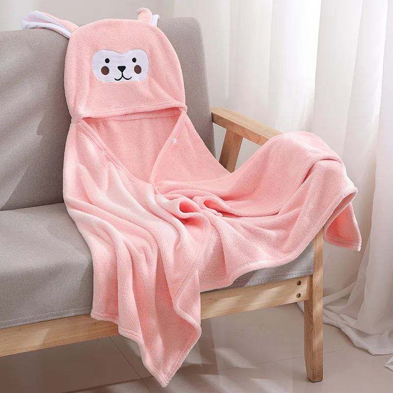 Kids Cartoon Pattern Baby Hooded Bathrobe Baby Comforter Towel Microfiber Newborn Bath Towel Baby Comforter Towel