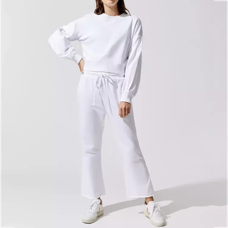 2023 The latest ladies multi-colored cotton two-piece leisure blank set is a hot seller in spring and summer