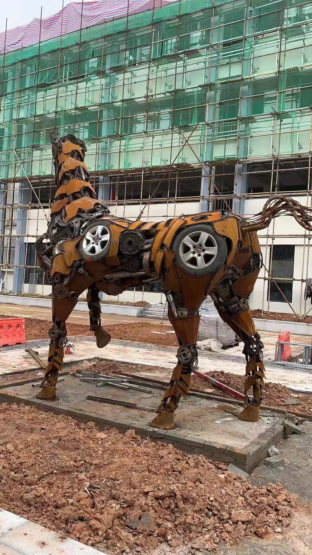 Outdoor sculpturegarden metal horse sculpture home decoration design living cast iron family standing door statue