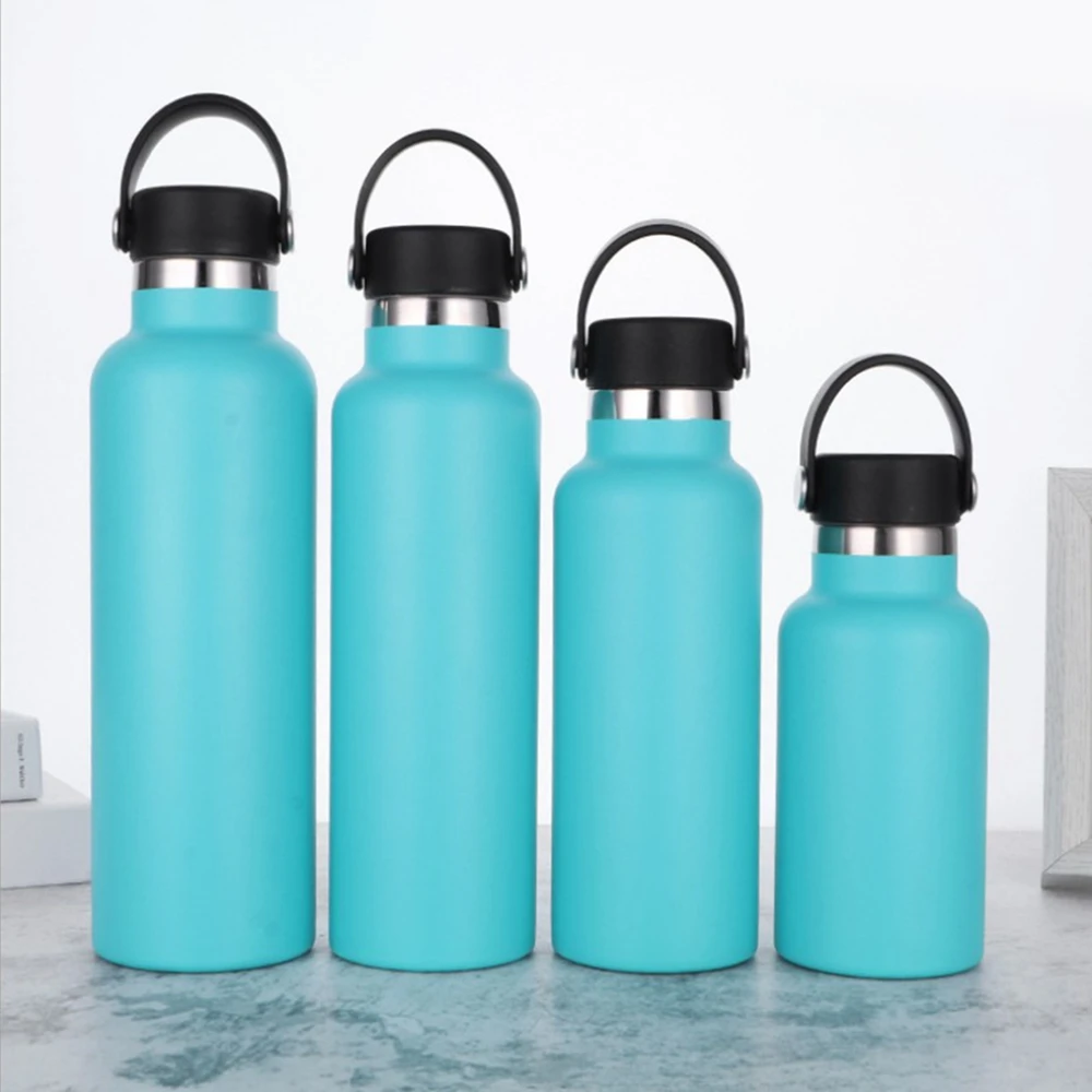750ml  double wall sports bottle stainless steel vacuum insulated powder coated color water bottle with bamboo lid