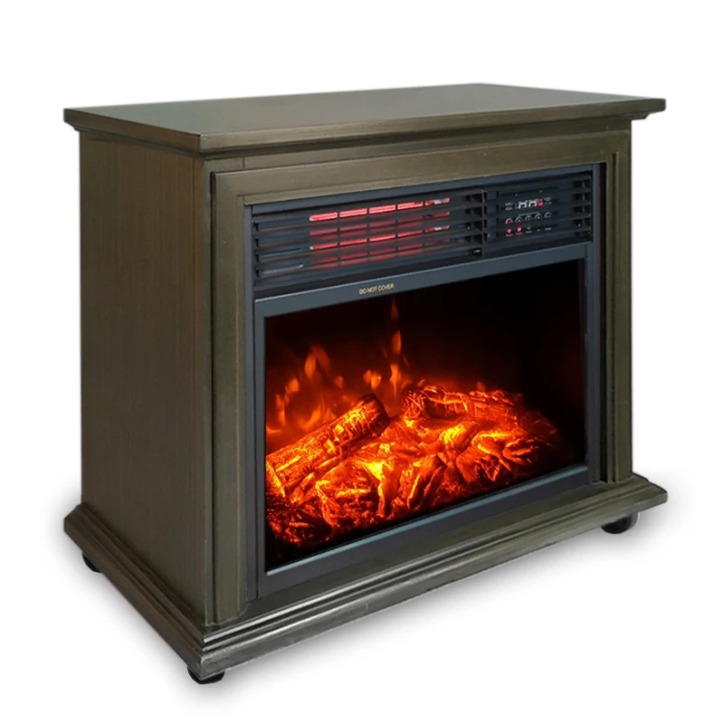 Freestanding Portable 3d flame wooden Infrared Freestanding ELECTRIC HEATER fireplace