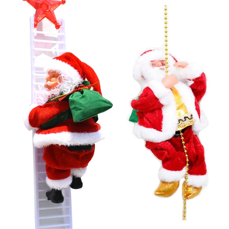 2022 Christmas Santa Electric Climbing Ladder Claus Hanging Xmas Ornament Christmas For Home Santa Claus Gift Toys