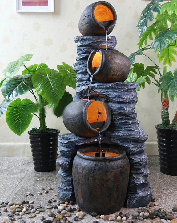 Hot sale garden decor indoor LED light antique Stone Water Fountain