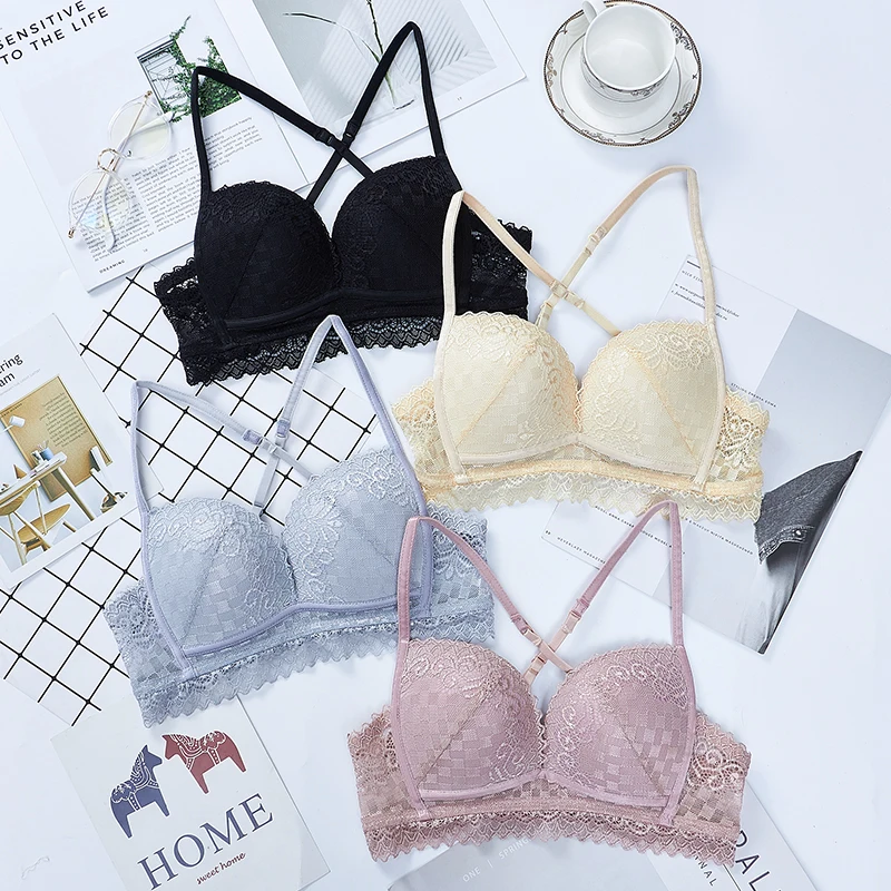 New style hot girls women sexy breast without bra lingerie underwear lace transparent bra panty set