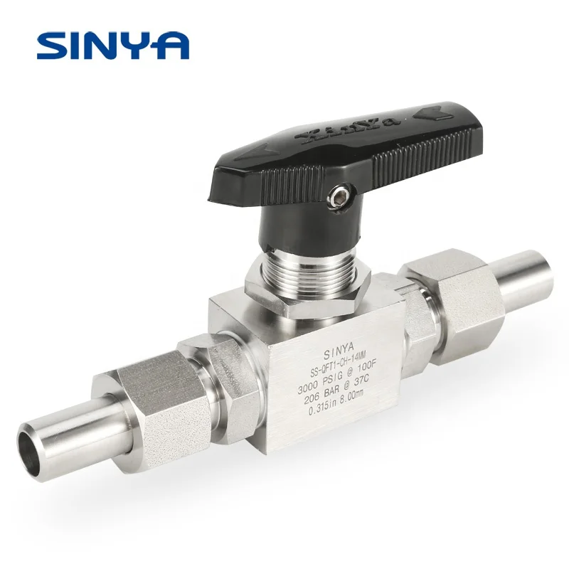 Stainless Steel High Pressure 316L Twin Ferrule 2 Way  3/8 in. Tube Instrumentation Butt Weld Connection Both End Ball Valves