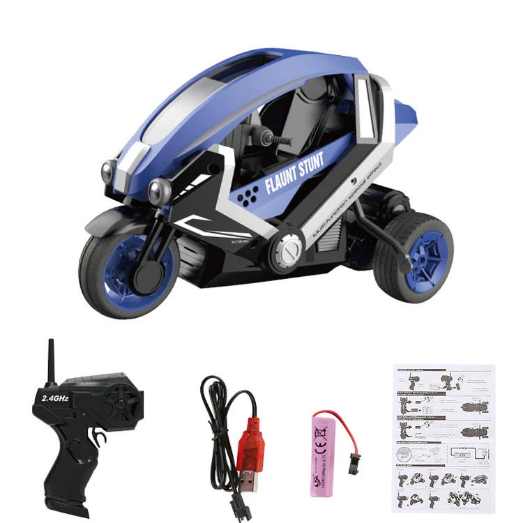 1/8 2.4G Remote Control Drifting Rc Toy with Led Lights Stunt Electric Radio Control Motorcycle for Kids