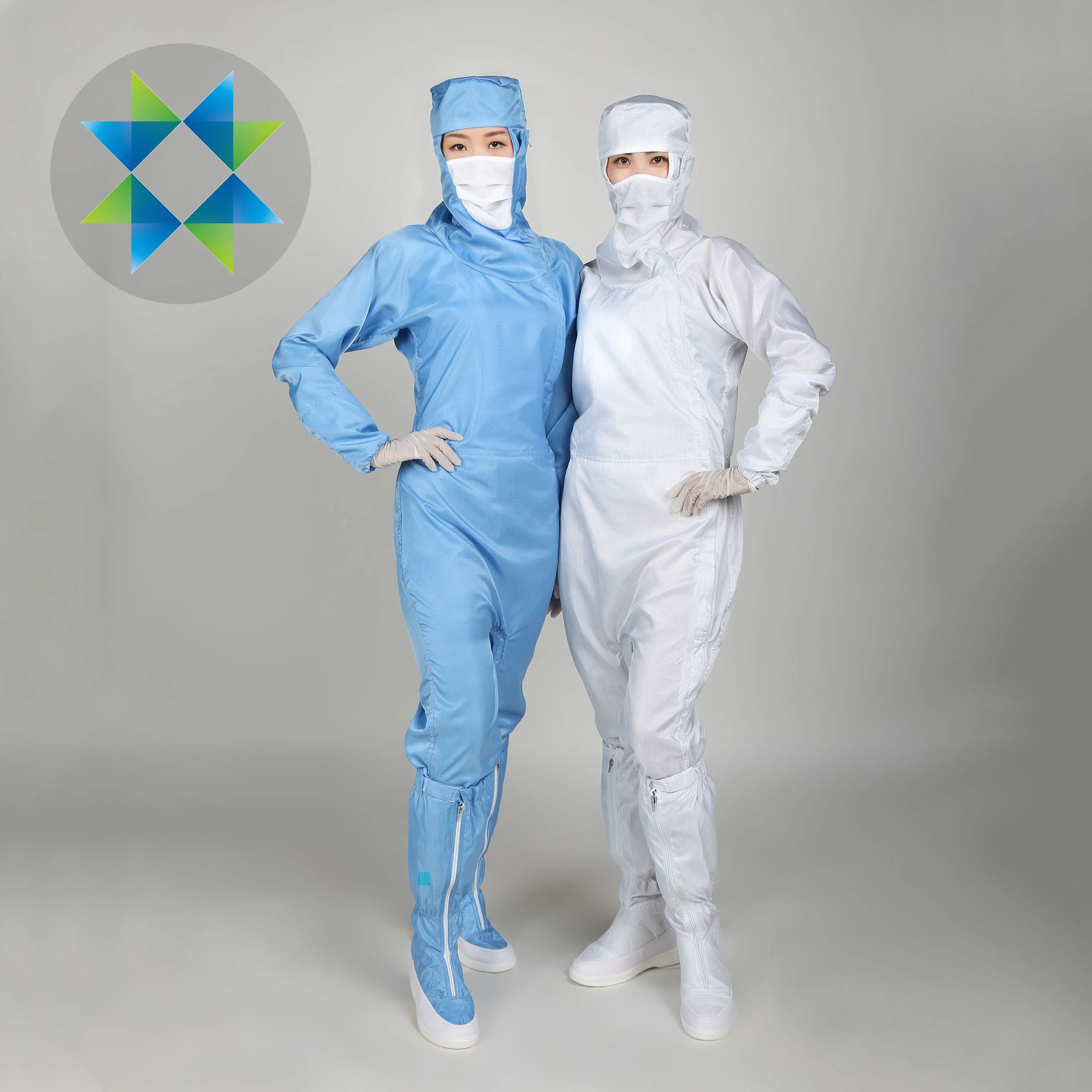 SKPURE manufacture high quality polyester carbon fiber cleanroom coverall with hood and boots