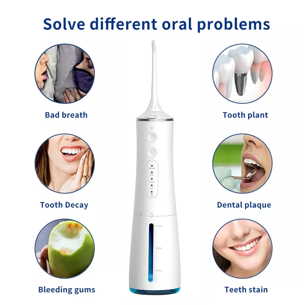 Free OEM Logo Printing Rechargeable Oral Portable Irrigator Dental Water Flosser For Daily Teeth Cleaning