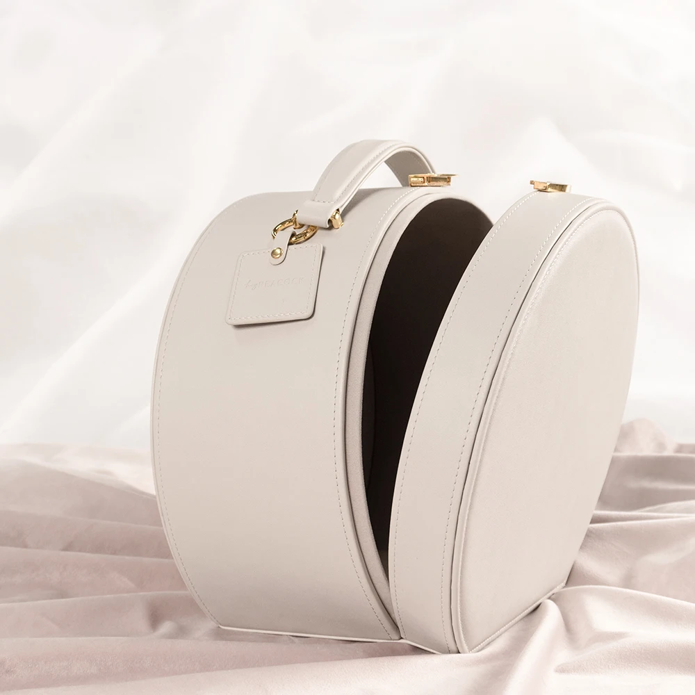 Large Capacity Round PU Leather Children Hair Accessories Toys Storage Organizer Desktop Nail Polish Cosmetic Storage Box