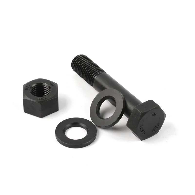 DIN 931 Alloy Steel Black Oxide Half Thread Hex Hexagon Head Bolt And Hex Nut And Washer