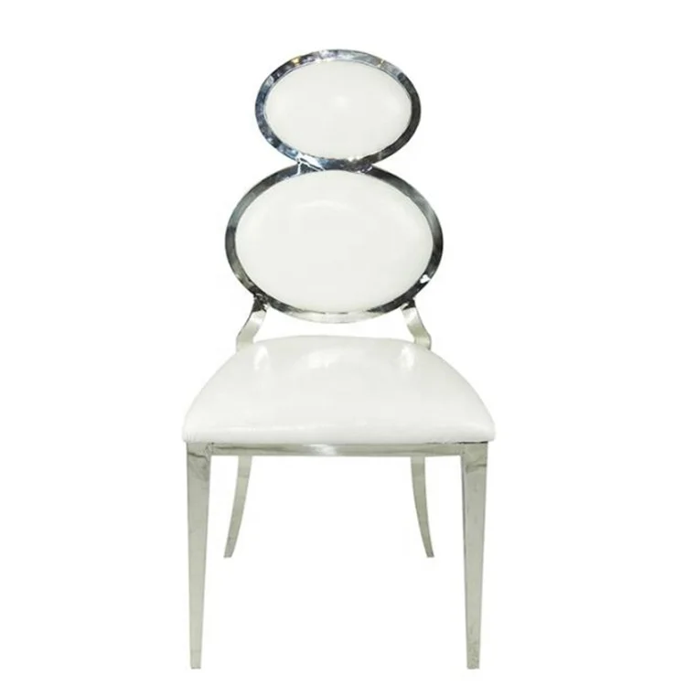 Upholstered Silver Frame White Dining Chairs Leather Modern Luxury