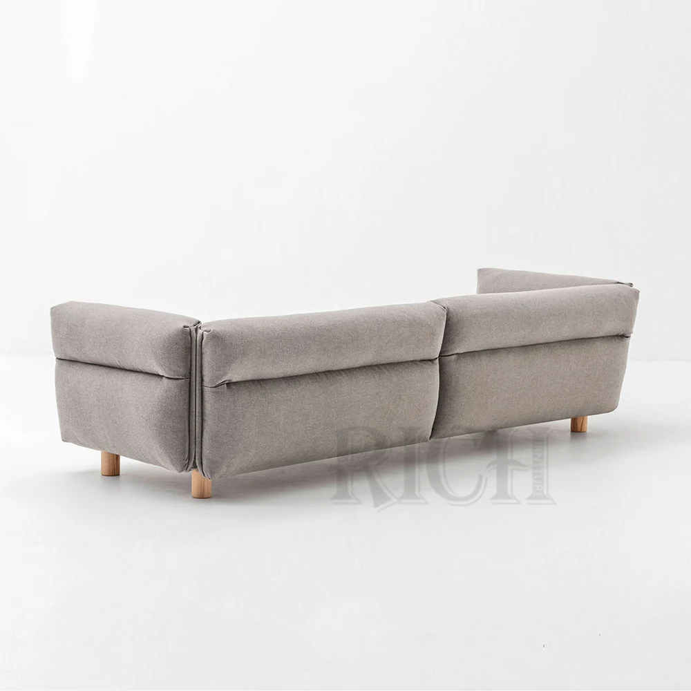 living room furniture leisure sofa with wood leg 3 seater settee upholstered Nordic sofa fabric grey settee sofa