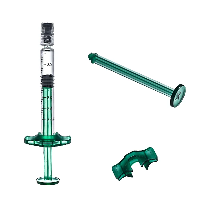 Factory direct 3ml  luer lock/rubber plastic disposable prefilled  glass syringe with plastic accessory