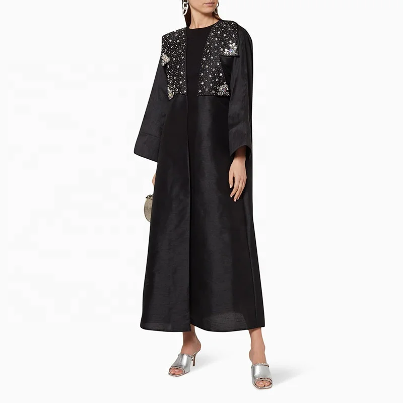2020 Latest Burka Loose Grown Design Kaftan Dress Elegant Pearls Middle East Ethnic Clothes Trendy Flower Applique Dubai Abaya