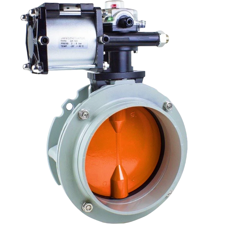 10/16 Bar Aluminium Alloy Single/Double Flange Pneumatic Dust Butterfly Valve For Cement Factory