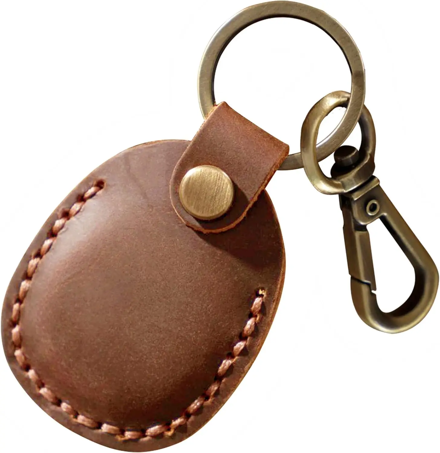 Portable Handmade Genuine Leather Tag Holder with Key ring Protective Case Cover Leather Case Keychain