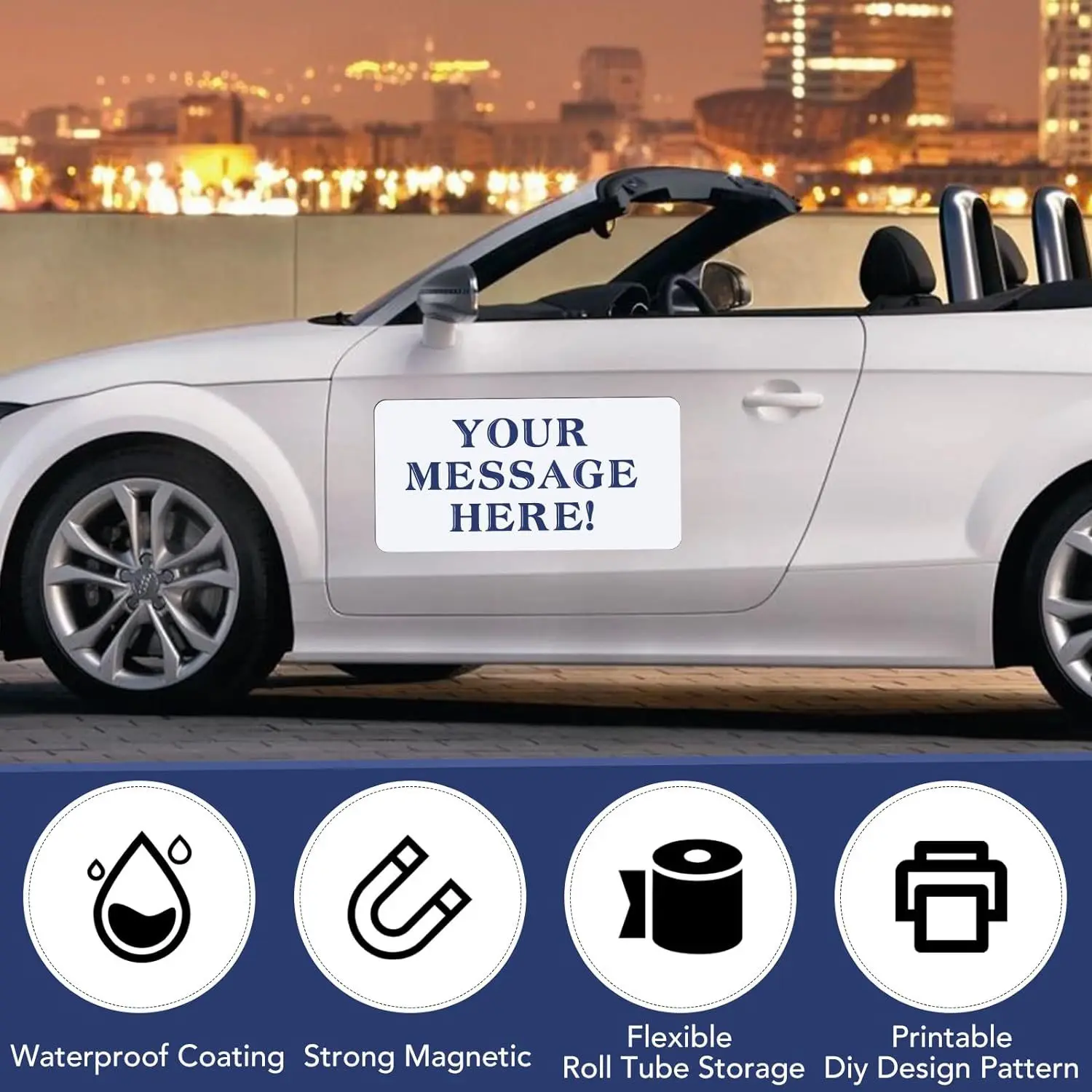 JOYFFO Flexible Magnetic Bumper Sticker Set Rounded Corners Blank Car Door Signs Prevent Scratches Car Magnets