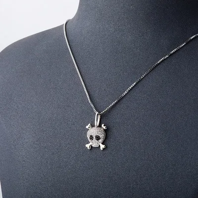 Verena Hip Hop Men Women Skull Pendant Iced Out Diamond 925 Sterling Silver Necklace Pendant