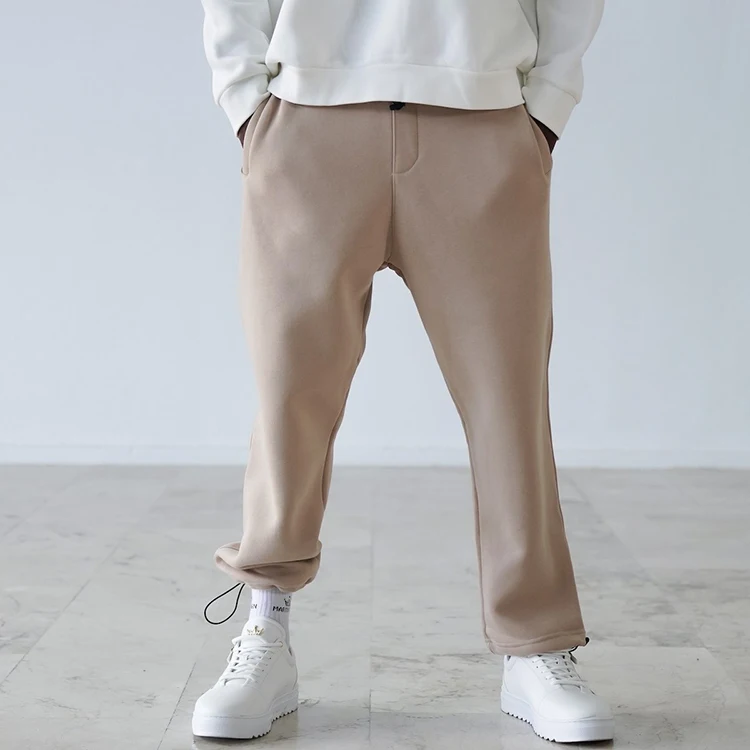 Men print logo oversize beige blank jogger with elastic cords ankle cuffs