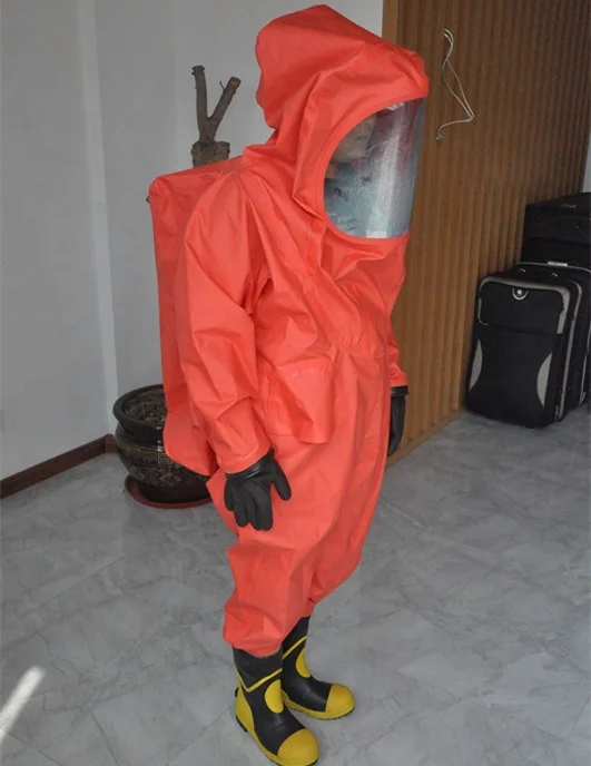 Стандартный Красный газовый герметичный опасный Химический Защитный газовый костюм