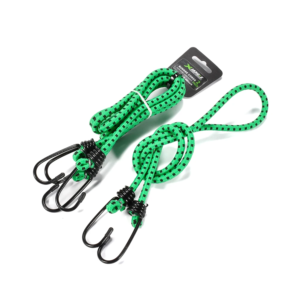 Hot Selling 2pc 8mm Latex Shock Luggage Rope Bungee Cord with Black Hooks