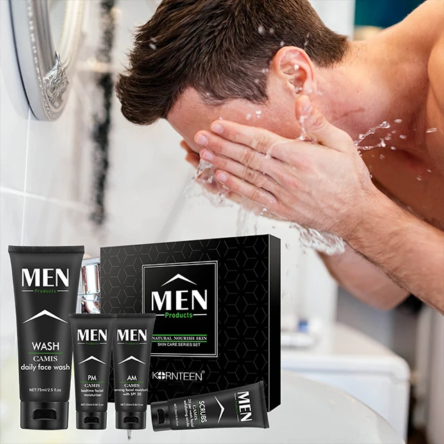 Private Label Organic Korean Facial Moisturizing Skincare Set Face Wash Face Crean Day And Night Cream Men Skin Care Set