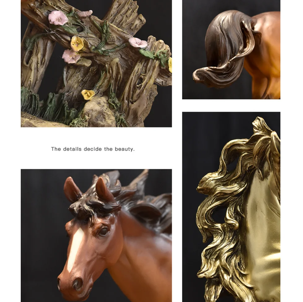New retro running horse sculpture handicraft ornaments  living room porch office cabinet decoration creative desktop ornaments