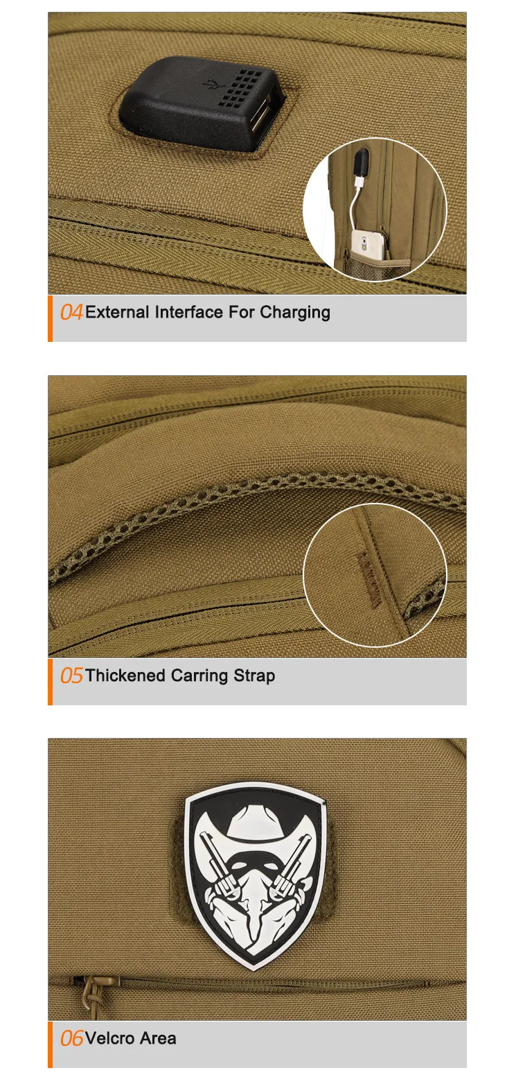 Waterproof 600D Oxford Camping Trekking Hunting Tactical Backpack MOLLE Bag Hiking Daypacks With Power Charging 14