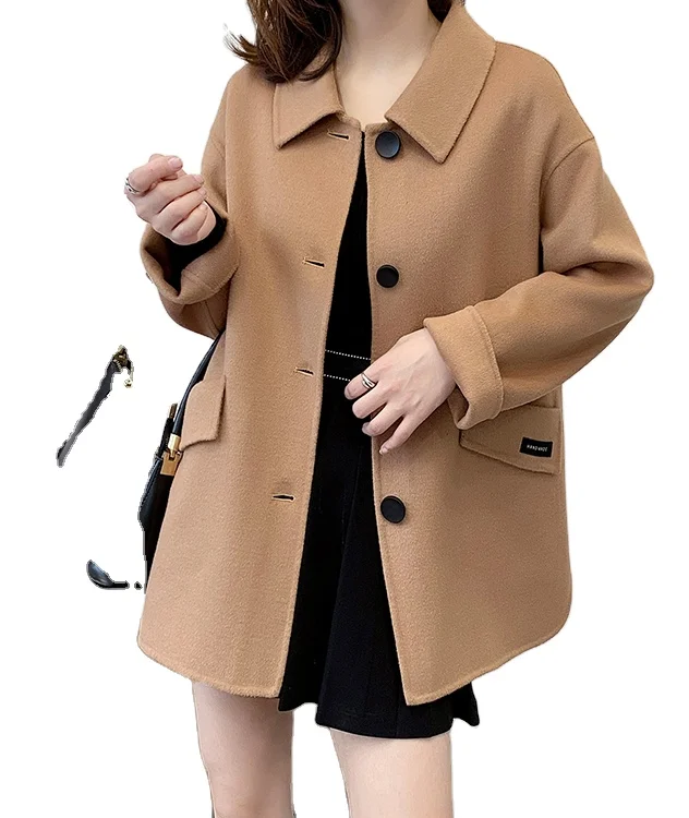 
Fashion 2021 coats Long Double-faced Pile jacket for women show Slimness Wool Coat 