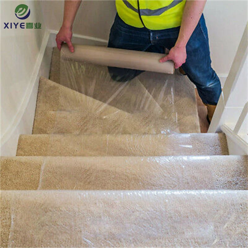 customized pe film roll building edge clear stair treads carpet protector scratch proof surface protection film for stair carpet