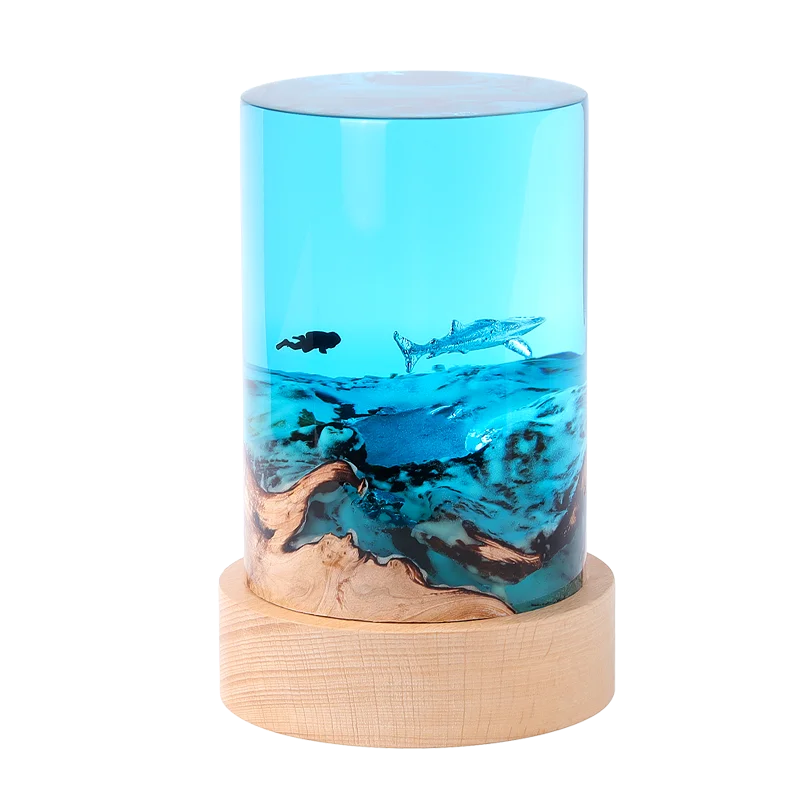 Diver And Sea Turtle Lamp Decorative Desktop Lamp Ornament For Home Office Hot Large Handmade Epoxy Resin Night Light