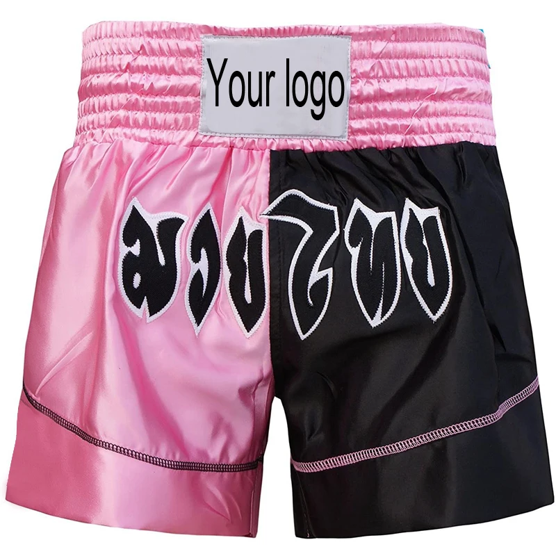 Muay Thai boxing kick boxing martial arts shorts pink black shorts martial arts club custom design your own LOGO