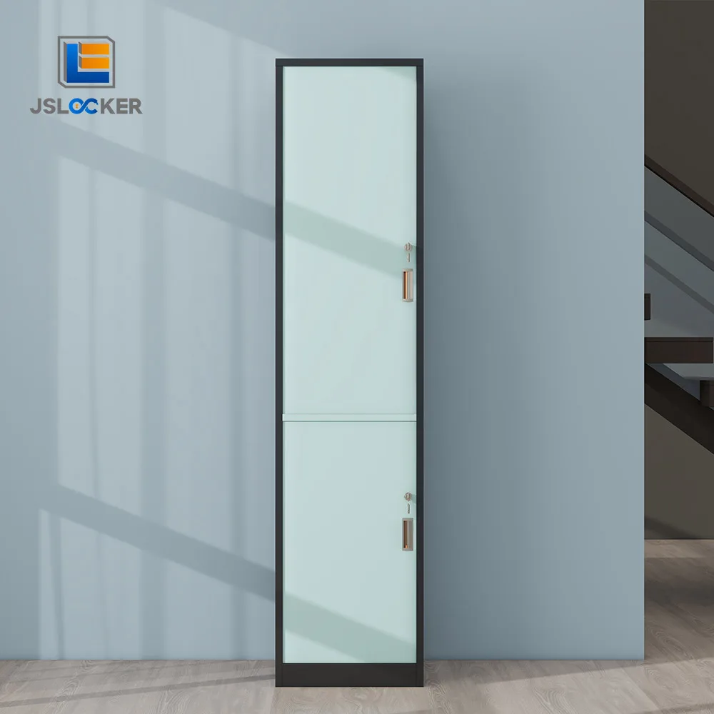 Single 2 Door 2 Tier Supermarket Locker Metal Steel Cabinet Storage Swimming Gym Wardrobe Locker With Key
