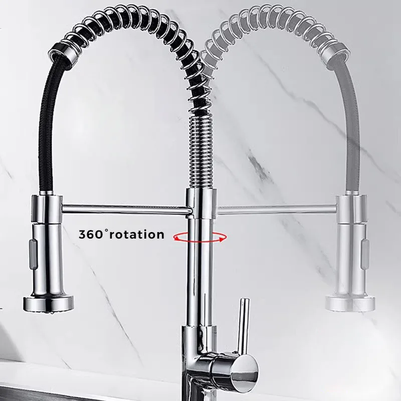 Kitchen Brass Taps Spring Pull Down Kitchen Faucet Water Taps Copper Kitchen Mixer