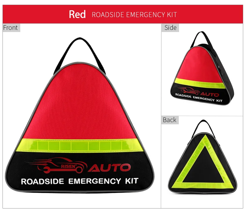 Triangle reflective warning portable waterproof car emergency safety bag with survival gear and equipment for outdoor travel