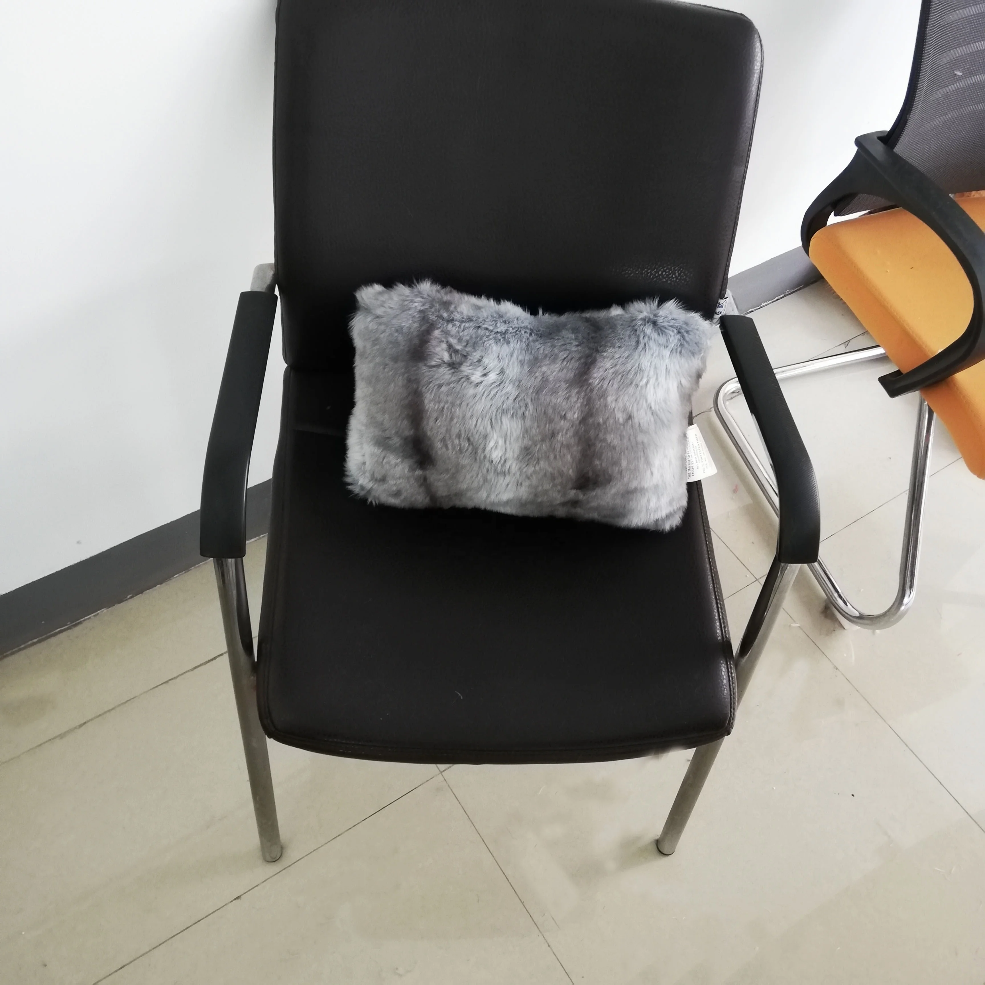 Cover Cushion for Chair and Home Texiles Grey Super Soft Small Round Cute Faux Fur KOREAN Cotton