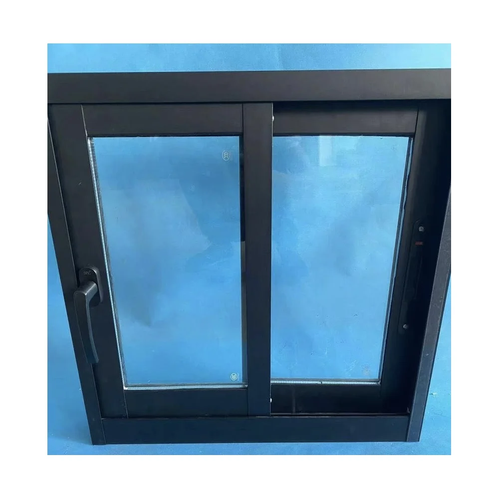 Factory price aluminum windows Double glazed tempered glass black aluminum sliding window