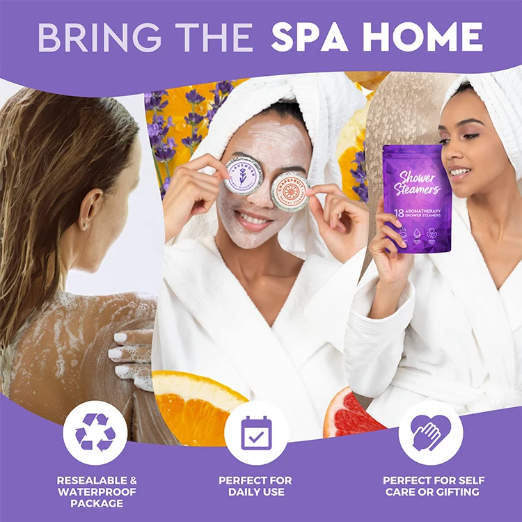 Natural Shower Steamer Aromatherapy Essential Oil Tablet Private Label Tray Organic Shower Steamers