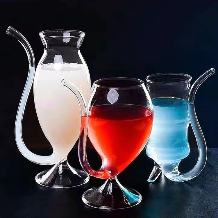 Vampire Cocktails And Mixed-Drinks Cup With Straw Bar Glass Martini Cup High Borosilicate