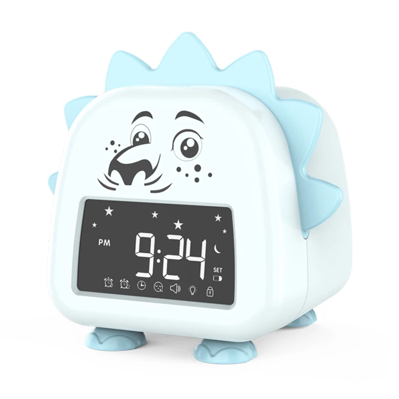2022 new arrival digital kids desk alarm clock night light table sleep trainer lcd smart cartoon clock light up children