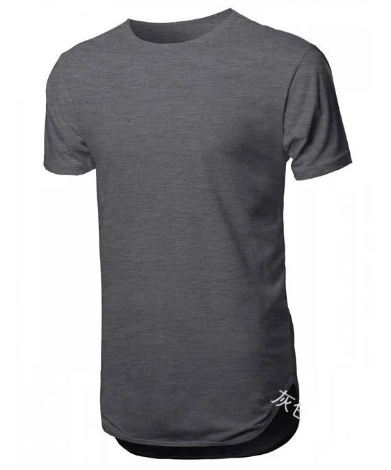 New Fashion Long Length plus size plus size t-shirts Men Cotton Plain Extra Long Curved Hem Scoop Bottom T Shirts