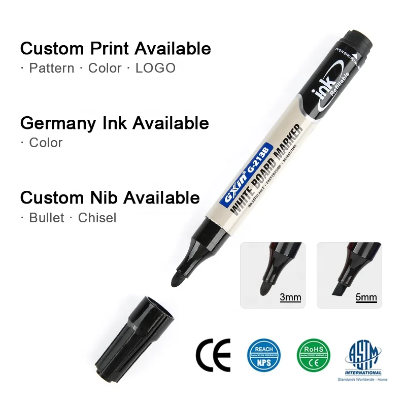 Gxin G-213B Wholesale  Custom Logo high quality non-toxic add Ink refillable whiteboard marker for school office