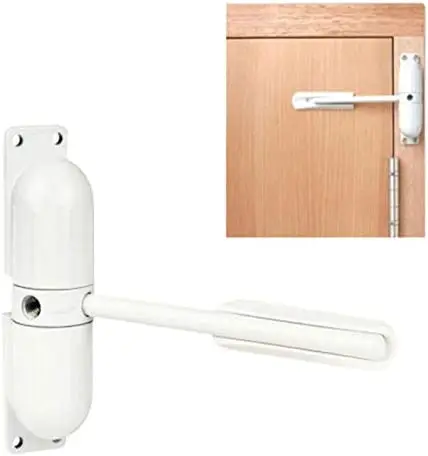 White Door Closer Automatic Safety Spring Door Closer  Easy to Install to Convert Hinged Doors to Self Closing White